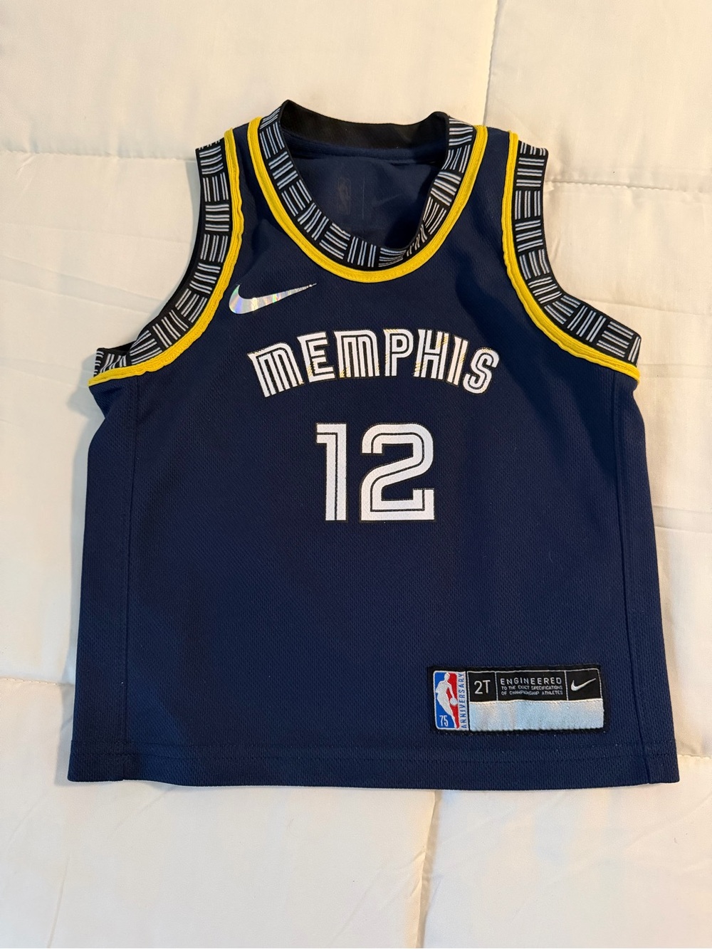 Nike Kids Navy and Yellow Memphis Basketball Jersey #12